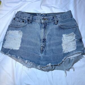 Vintage Levis 550 Cut Off Blue Mid Rise Shorts 10 Womens Jeans Denim Black Wing